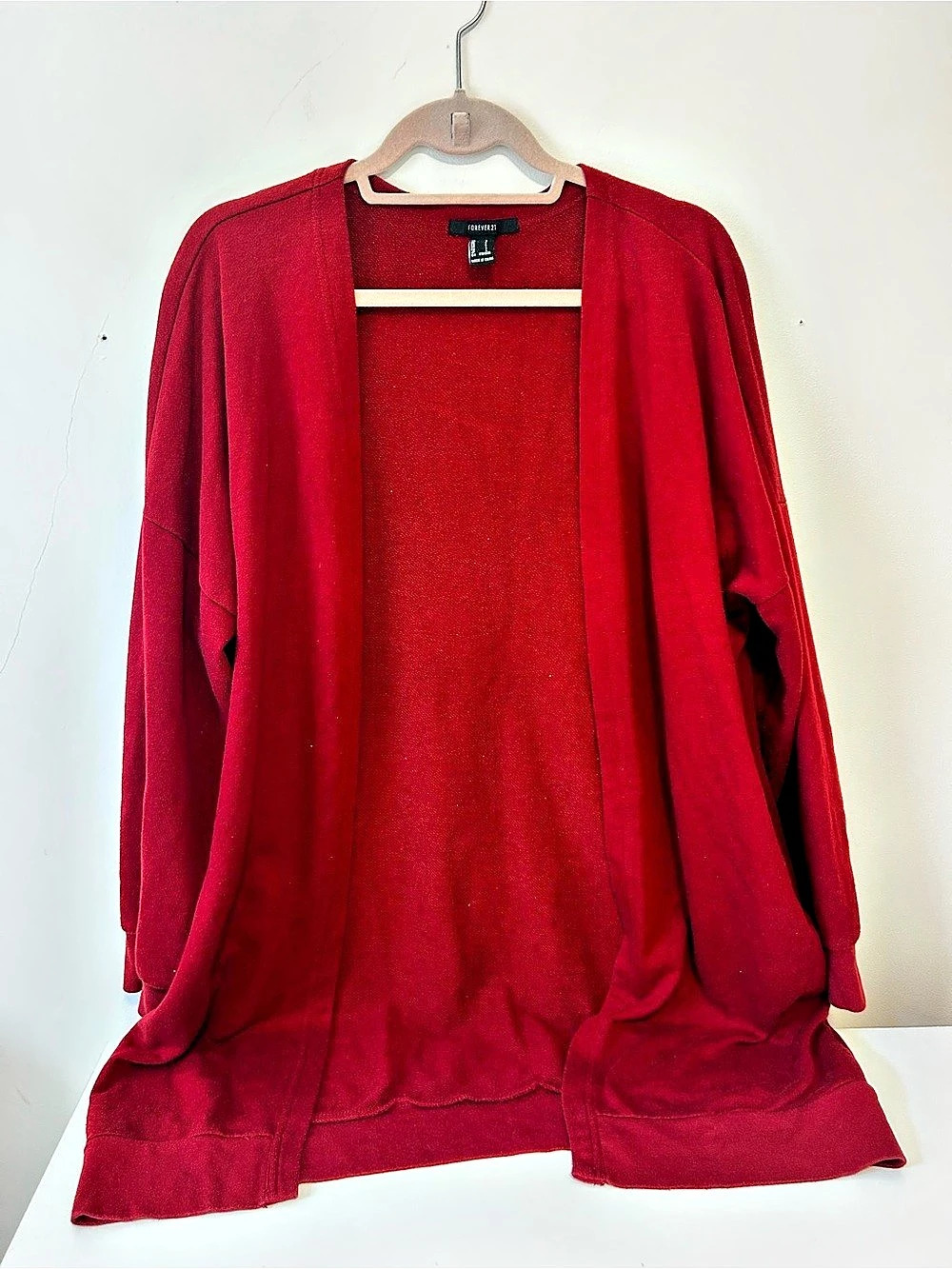 Forever 21 Open Front Cardigan in Red Large